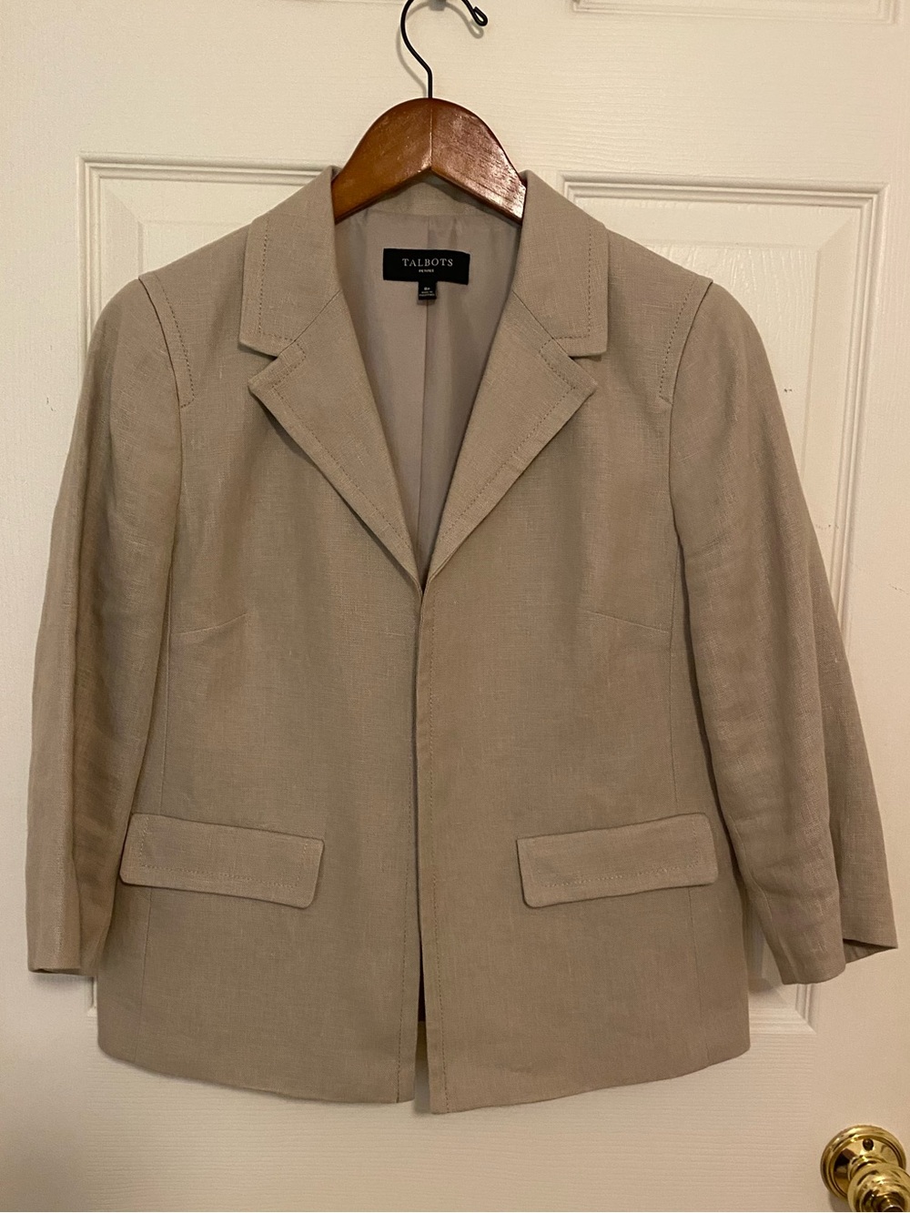 Talbots 8P Tan Linen No Close Jacket